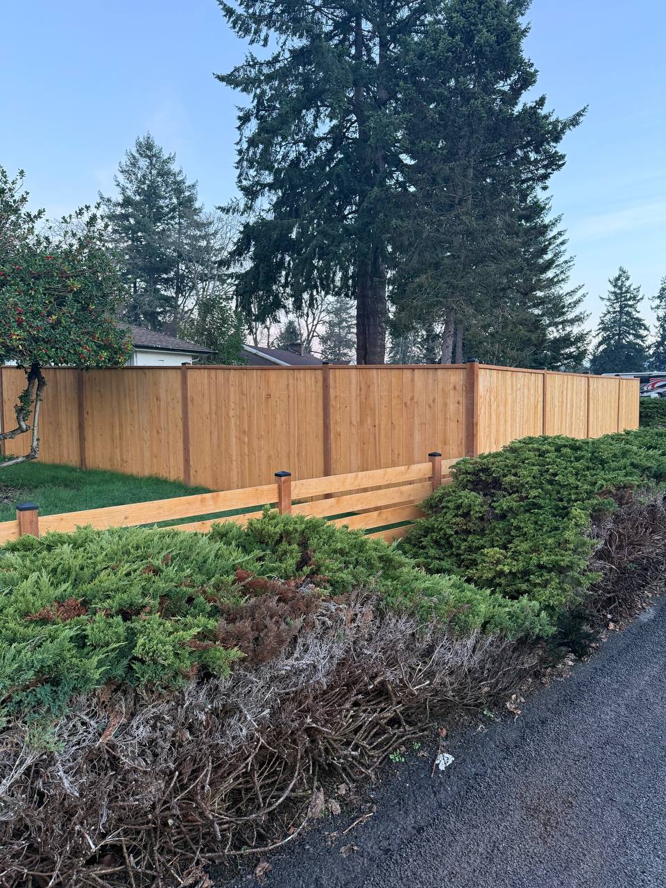 Wood fence installation in Lakewood WA
