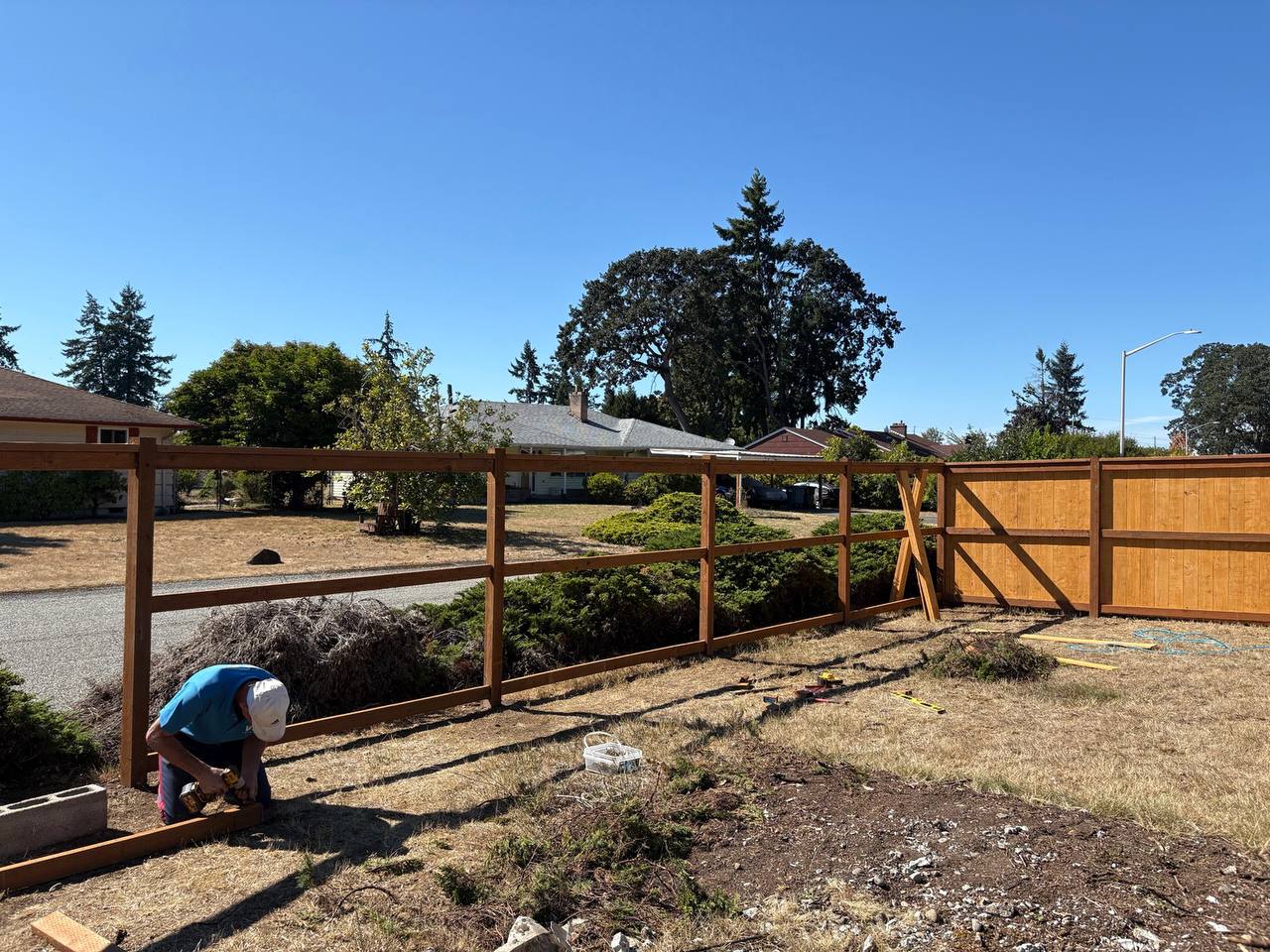 Wood fence installation in Lakewood WA